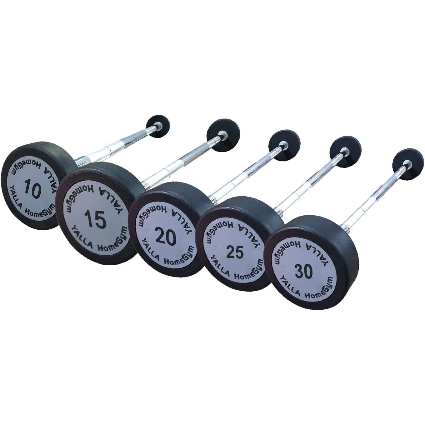 Straight fixed weight barbells
