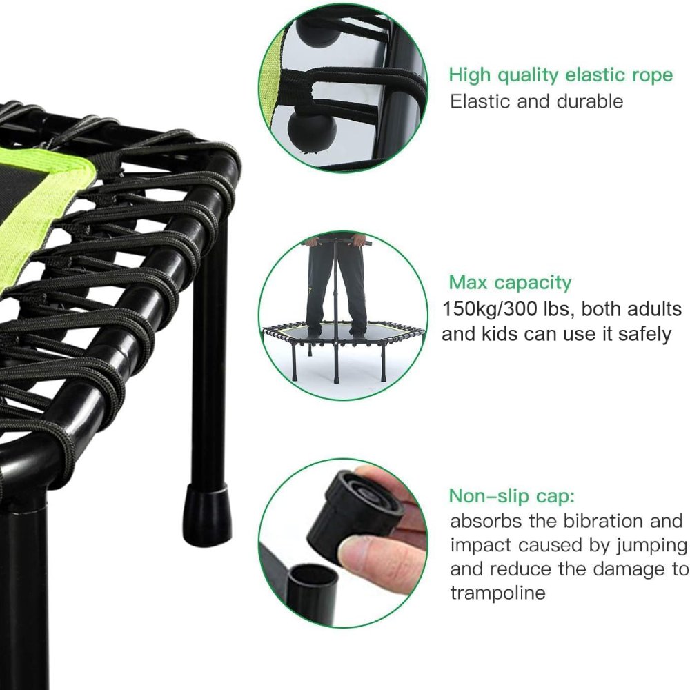 GREEN TRAMPOLINE # 4 indoor exercise trampoline