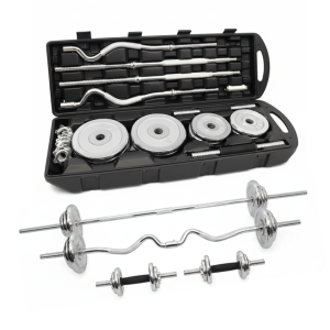 YALLA HomeGym 55KG Adjustable Chrome Dumbbell Barbell Set