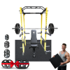 Premium Home Gym Package – Power Cage Squat Rack, Olympic Barbell, Weight Plates, Bench & Floor Mats